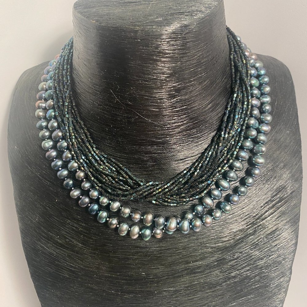 NECKLACE IRIDESCENT COMBO CLASSY THREE PIECES